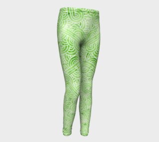 Greenery and white swirls doodles Youth Leggings preview
