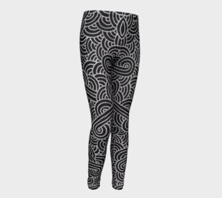 Faux silver and black swirls doodles Youth Leggings preview