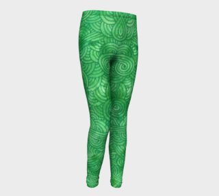Bright green swirls doodles Youth Leggings preview