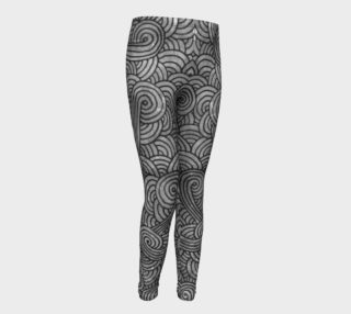 Grey and black swirls doodles Youth Leggings preview
