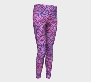 Neon purple and pink swirls doodles Youth Leggings preview