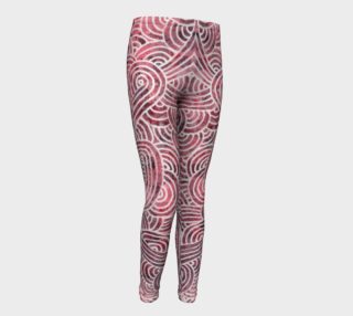 Red and white swirls doodles Youth Leggings preview