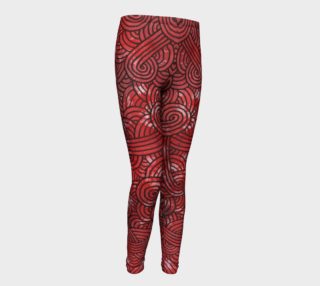 Red and black swirls doodles Youth Leggings preview