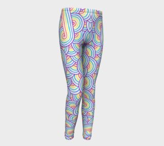 Rainbow and white swirls doodles Youth Leggings preview