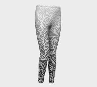 Ombre black and white swirls doodles Youth Leggings preview