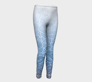 Ombre blue and white swirls doodles Youth Leggings preview