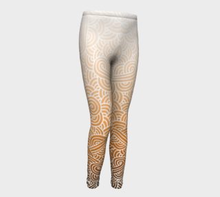 Ombre orange and white swirls doodles Youth Leggings preview