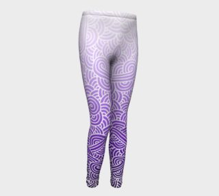 Ombre purple and white swirls doodles Youth Leggings preview