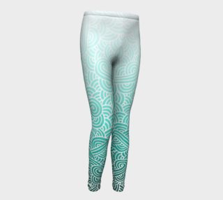 Ombre turquoise blue and white swirls doodles Youth Leggings preview
