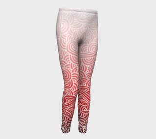 Ombre red and white swirls doodles Youth Leggings preview