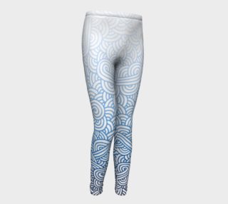 Gradient blue and white swirls doodles Youth Leggings preview