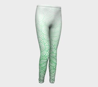 Gradient green and white swirls doodles Youth Leggings preview
