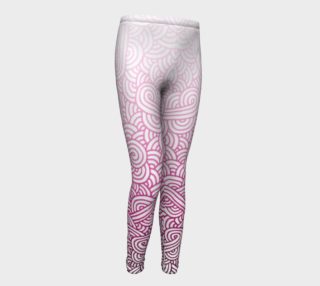 Gradient pink and white swirls doodles Youth Leggings preview