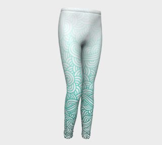 Gradient turquoise blue and white swirls doodles Youth Leggings preview