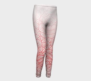 Gradient red and white swirls doodles Youth Leggings preview