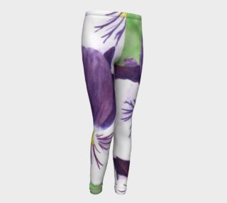 Purple and white pansies flowers Youth Leggings preview