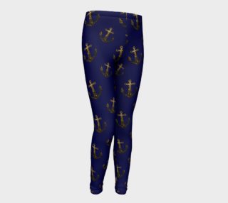 Yellow Gold sparkles Anchor pattern Navy blue preview