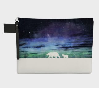 Aurora borealis and polar bears (white version) Zipper Carry All Pouch preview