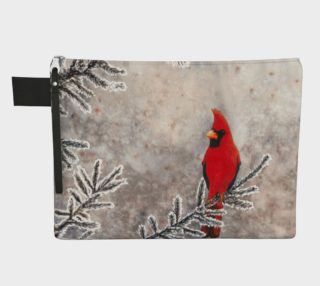 The red cardinal in winter Zipper Carry All Pouch preview