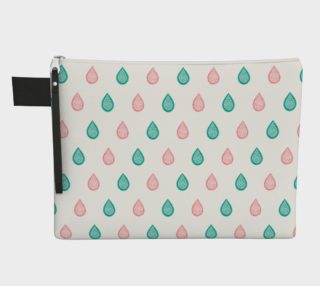 Teal blue and coral pink raindrops Zipper Carry All Pouch preview