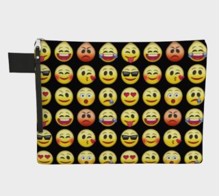Aperçu de Big Emoji Faces Black Background Zipper Carry All, AOWSGD