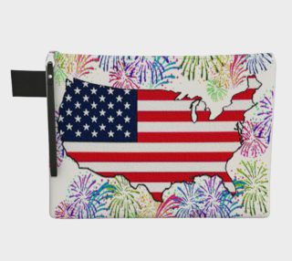 Proud USA Flag Map with Fireworks Zipper Carry All Bag, AOWSGD preview