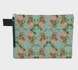 Pink Roses Watercolor Aqua Zipper Carry-All preview
