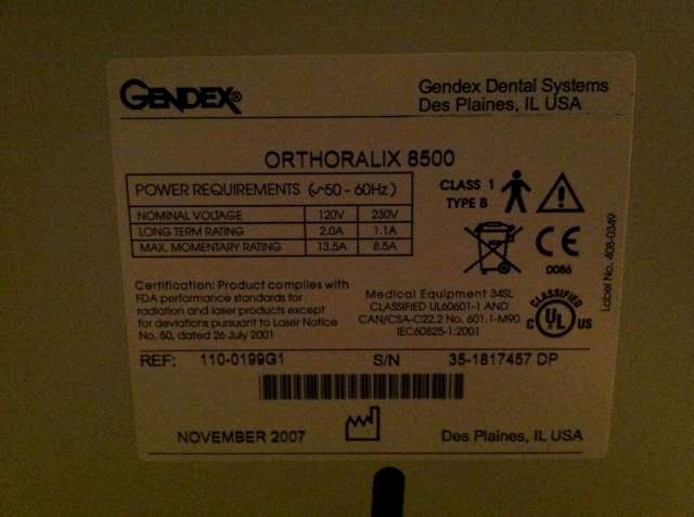 Photo 2007 Gendex Orthoralix 8500 Dental Panoramic X-Ray with Denoptix Digital Phosphor