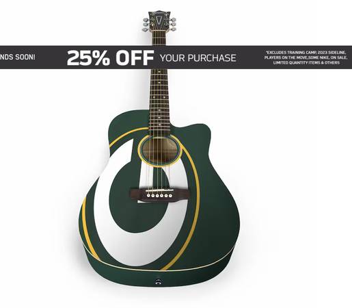 Green Bay Packers Woodrow Acoustic Guitar $120