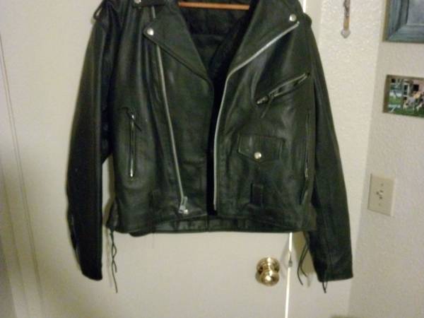 Photo 1975 Custom Black Sided Laced Mens Motorcycle Jacket. $125