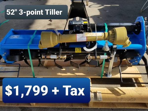 Photo new 52 3-point Tiller with drive line $1,799