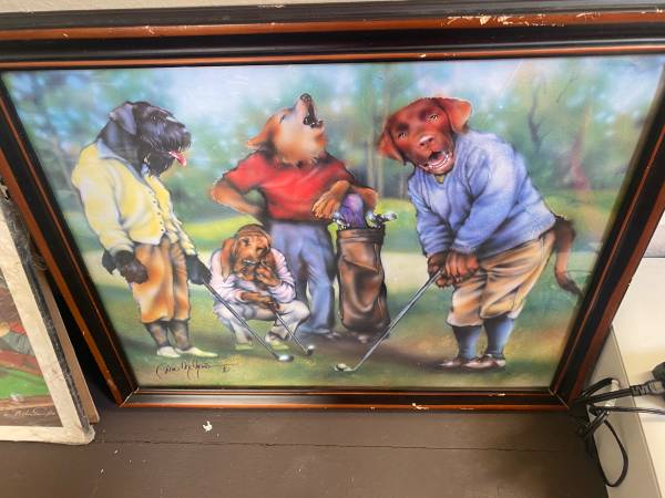 Photo Pictures of Dogs Playing Golf and Pool $20