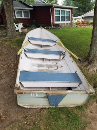 Photo Vintage Wards Sea King 14 Aluminum Row Boat $350