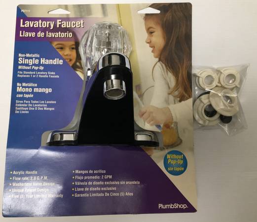 Photo New-Plumbshop Lavatory Faucet  Single Acrylic Handle wo PopUp 2.0GPM $15