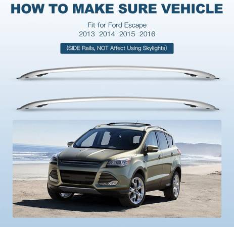 2013-2016 Ford Escape Silver Aluminum Roof Side Rails $75