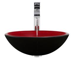Photo Black  Red Bathroom Vessel Sink with Faucet  Pop Up Drain $130