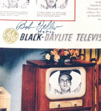 Photo Bob Feller Autographed GE Television Advertisement Cleveland Indians $25