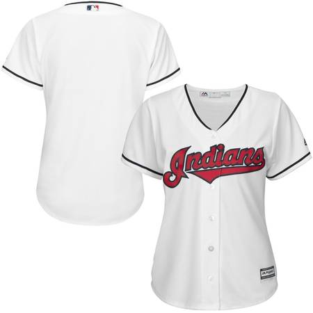 CLEVELAND INDIANS MLB MAJESTIC OFFICIAL COOL BASE HOME WOMEN XL JERSEY $40