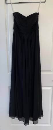 Photo Davids Bridal A Line Long Black Bridesmaid Dress, Size 6, Worn Once $30