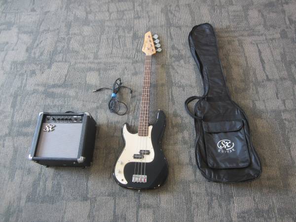 Photo Left Handed Electric Bass Guitar SX with Amp $250