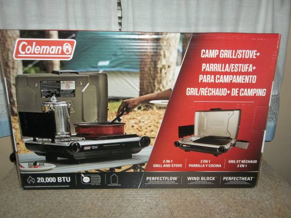 Photo NEW COLEMAN 2 IN 1 CAMP GRILL AND STOVE $90