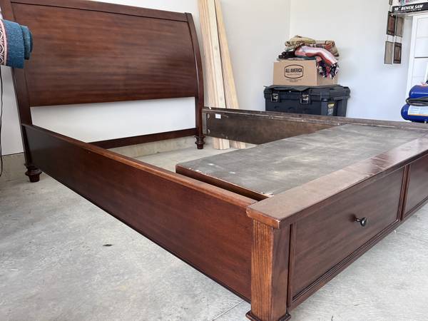 Photo Queen Sleigh Bed Frame $450