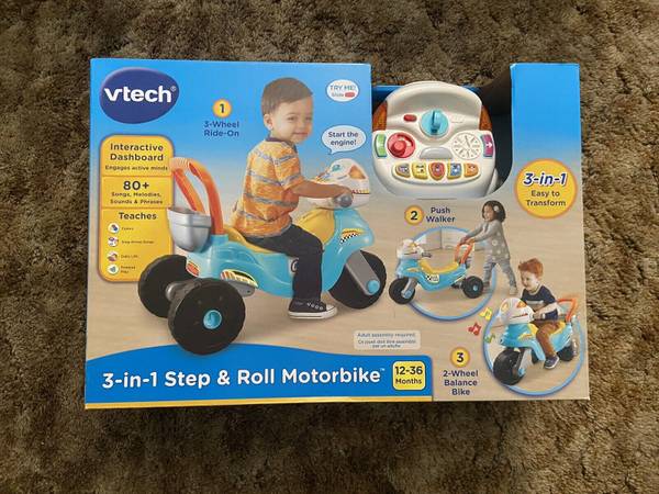 Photo VTech 3-in-1 Step Up and Roll Motorbike 3-Wheeler 2-Wheeler and Walker $35
