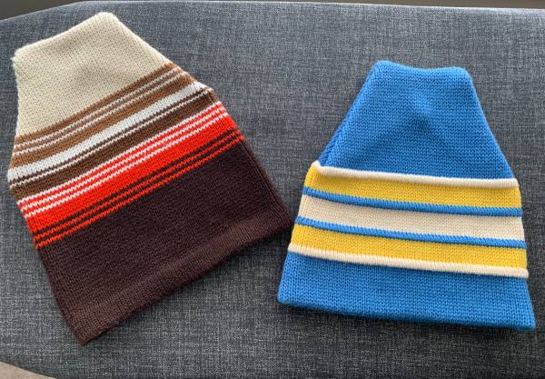 Photo Vintage Beanie Style Wool Ski Caps, Set of 2, Used, Smiley Brand $5