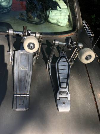 2 Vintage Pearl Chain Driven Bass Drum Foot Pedals-Each $60