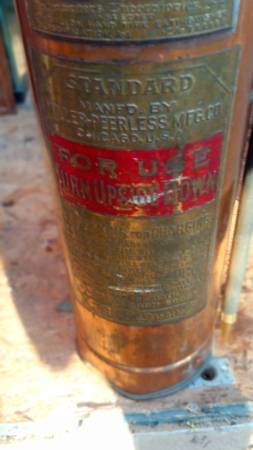 Photo Vintage Copper Underwriters Laboratories Inc. Fire Extinguisher $75