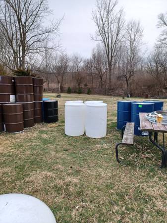Photo Different types of 55 gallon barrels $30