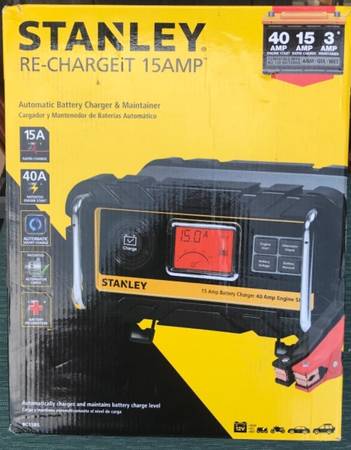 Photo New Stanley Battery Charger for Car, Boat, Mower, Solar, 12V Backup $75