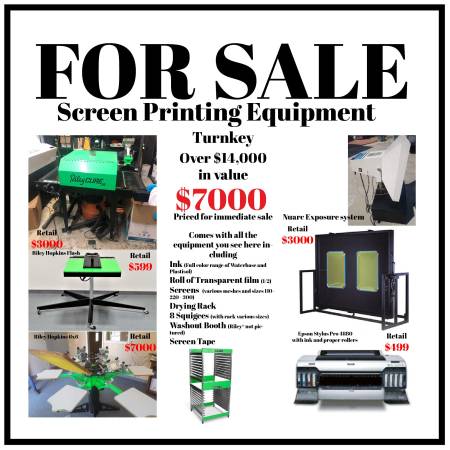 Photo Screen Printing Equipment (turnkey) $7,000
