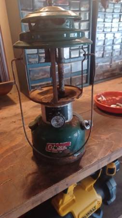 vintage coleman lantern 220-j. no glass. a bit weathered. $30